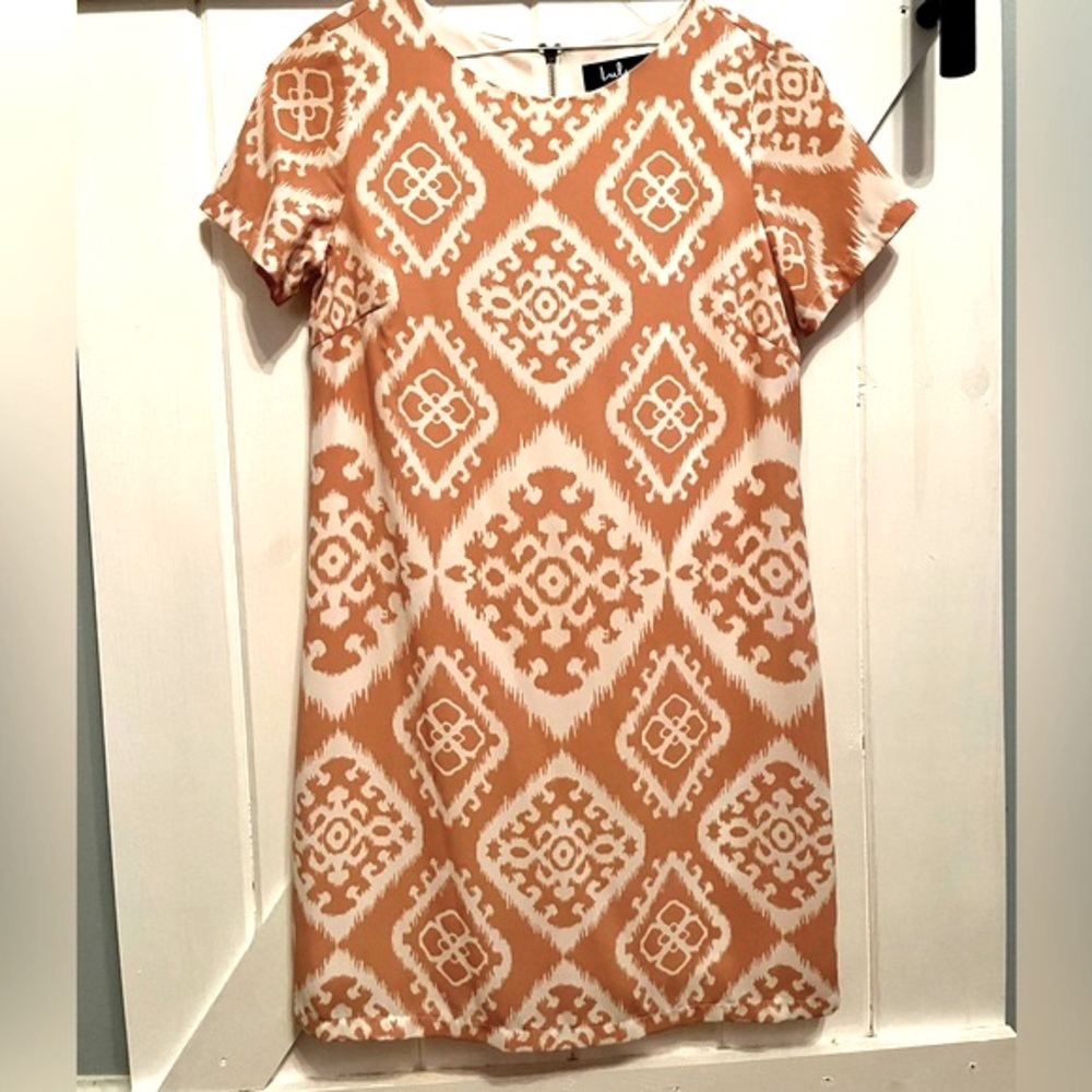 Lulu’s Give Me Print Ikat Shift Dress - Blush Pink & White - XS